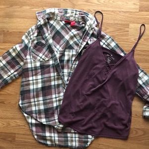 BUNDLE BABES! Daytrip Flannel w/ matching AE Tank
